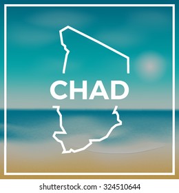 Chad map against the backdrop of beach and tropical sea with bright sun. EPS10 vector