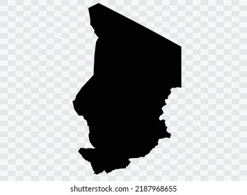 Chad Map Black Color On Backgound Png  Not Divided Into Cities