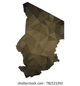 chad map - Black, gold, geometric rumpled low poly style gradient graphic background, polygonal design for your. Vector illustration eps 10.