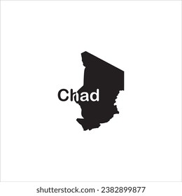 Chad map and black lettering design on white background