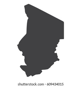 Chad map in black on a white background. Vector illustration