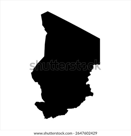 Chad Map - black World Map International vector template with High detailed isolated on white background - Vector
