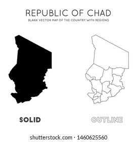Chad map. Blank vector map of the country with regions. Borders of Chad for your infographic. Vector illustration.