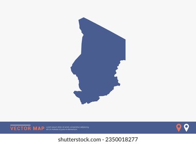Chad Map - blue abstract style isolated on white background for infographic, design vector.
