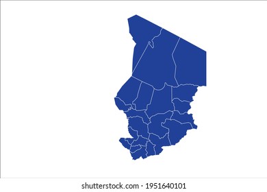 Chad Map blue Color on White Backgound