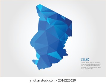 Chad map blue Color on white background polygonal