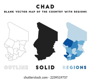 Chad map. Borders of Chad for your infographic. Vector country shape. Vector illustration.