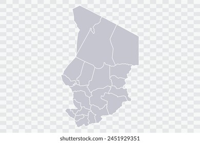 Chad Map Cloud Color on White Background quality files Png