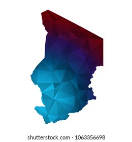 Chad map - Colorful Polygonal map of Chad rumpled triangular low poly style gradient graphic background , Vector illustration eps 10.