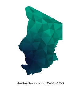 Chad map - Colorful Polygonal map of Chad rumpled triangular low poly style gradient graphic background , Vector illustration eps 10.