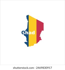 Chad map and flag color design on gray background