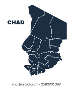 Chad map flat border outline vector
