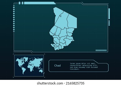 Chad Map Futuristic  infographic Map element collection background
