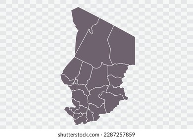 Chad Map Grey Color on White Background quality files Png