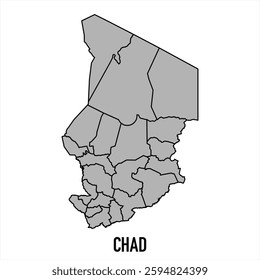 Chad map in grey style isolated on white background. Vector illustration