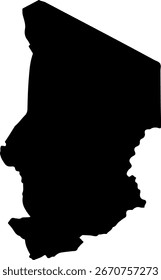 Icono de mapa de Chad negro, silueta aislada de Chad, mapa de Vector plano, ilustración de geografía de país