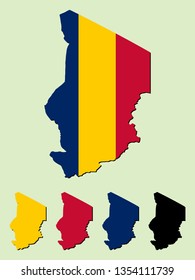 Chad map with national flag 