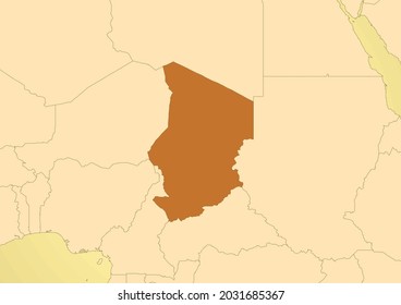 Chad map old vintage Africa