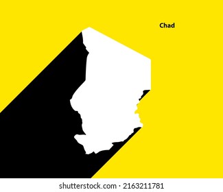 Chad Map on retro poster with long shadow. Vintage sign easy to edit, manipulate, resize or colorise.