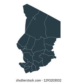 Chad map on White background vector, Chad Map Outline Shape Gray on White Vector Illustration, High detailed Gray illustration map Chad.