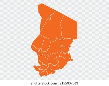 Chad map orange Color on White Backgound  illustration eps 10