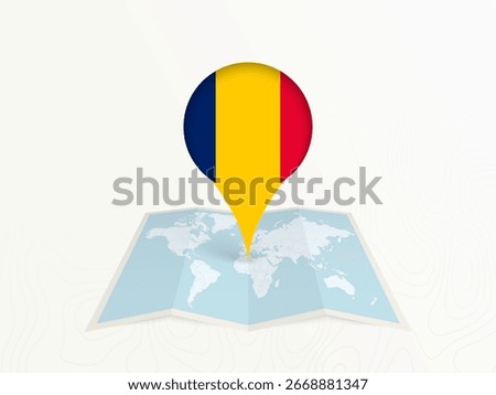 Chad Map Pin with National Flag on Open World Map. Perfect for use in travel guides, geography content, global positioning concepts, and international business themes.