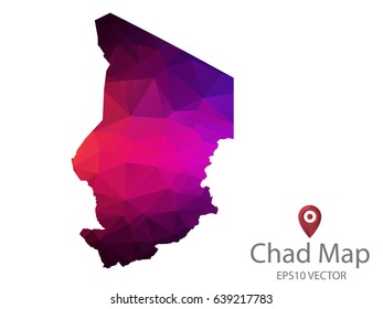 chad map polygon colorful vector eps10