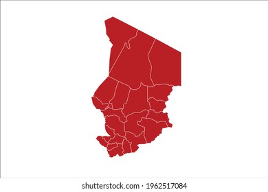 Chad Map Red Color on White Backgound