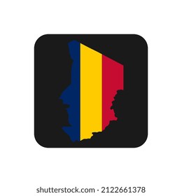 Tschad-Karte Silhouette mit Flagge auf schwarzem Hintergrund