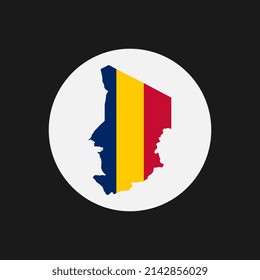 Tschad-Karte Silhouette mit Flagge auf weißem Hintergrund