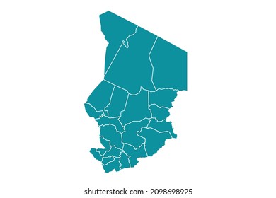 Chad map vector, Abstract design vector illustration Eps 10. sea color palette color. High Detailed on white background.