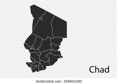 Mapa Chad vector, color negro. aislado en fondo transparente