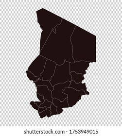Chad map vector, isolated Brown color on transparent background