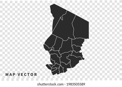 Chad map vector, isolated on transparent background