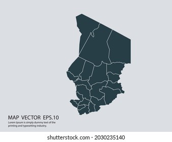 Mapa vectorial de Chad, aislado en fondo gris