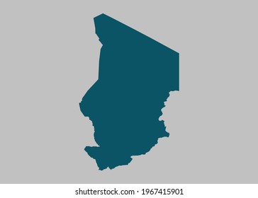 Mapa Chad vectorial, no color azul marino aislado en fondo gris