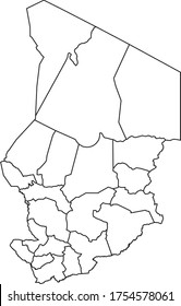 Chad map in white color and black border on white background. Vector illustration.