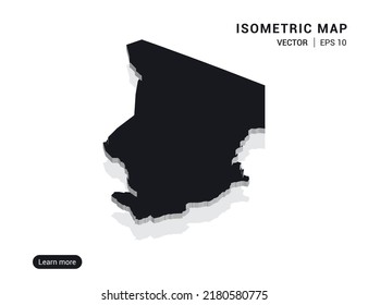 Chad map white on pink background with 3d isometric vector illustration