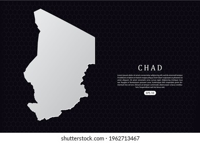 Chad Map - World Map International vector template with White Color isolated on hexagon background - Vector illustration eps 10
