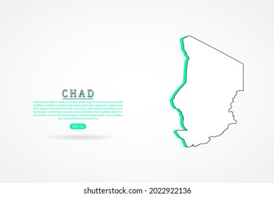 Mapa de Chad - Mapa Mundial Modelo vectorial internacional con estilo de esbozo gráfico verde y contorno aislado en fondo blanco - Ilustración vectorial 10