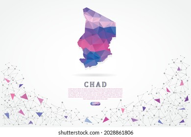 Mapa de Chad - Mapa Mundial Plantilla vectorial internacional con gradiente de color rosado poligonal aislado en fondo blanco para educación, sitio web, banner, infografía - Ilustración vectorial eps 10