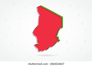 Mapa de Chad - Mapa Mundial Plantilla vectorial internacional con esbozo rojo, verde y negro aislado en fondo blanco - Ilustración vectorial 10