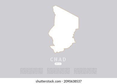 Chad Map - World Map International vector template with white color and thin gold outline graphic sketch style isolated on grey background for design - Vector illustration eps 10