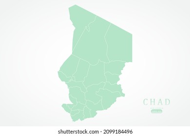 Chad Map - World Map International vector template with High detailed including green and white outline color isolated on white background - Vector illustration eps 10