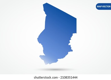 Chad Map - World Map International vector template with Blue gradient color isolated on white background for design, education, website, infographic - Vector illustration eps 10
