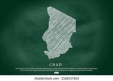 Chad Map - World Map International vector template with white outline graphic sketch and old school style  isolated on Green Chalkboard background - Vector illustration eps 10