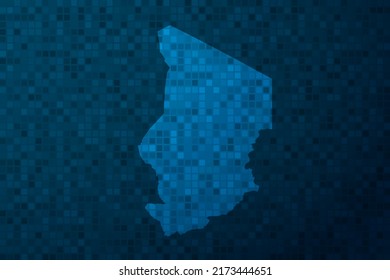 Chad Map - World Map international vector template with technology style isolated on blue pixel background for education, design, website, infographic - Vector illustration eps 10