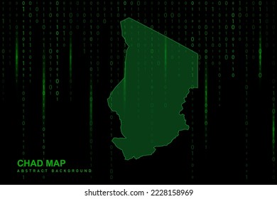 Chad Map - World Map International vector template with Matrix green binary computer code background including light for design, website, hacker concept - Vector illustration eps 10