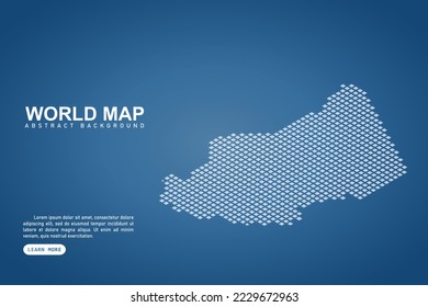 Chad Map - World map International vector template with isometric top and white pixel, grid, grunge, halftone style isolated on blue background for design, web - Vector illustration eps 10