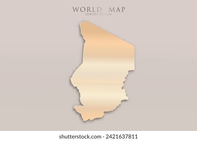 Chad Map - World map International vector template with 3D, gold luxury design including shadow on bright background for design, education, website, infographic - Vector illustration eps 10